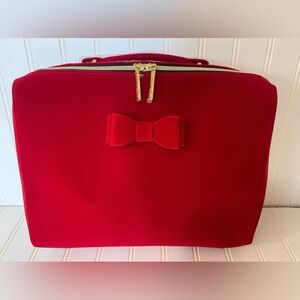 Estee Lauder Red Cosmetic Pouch with Gold Zipper